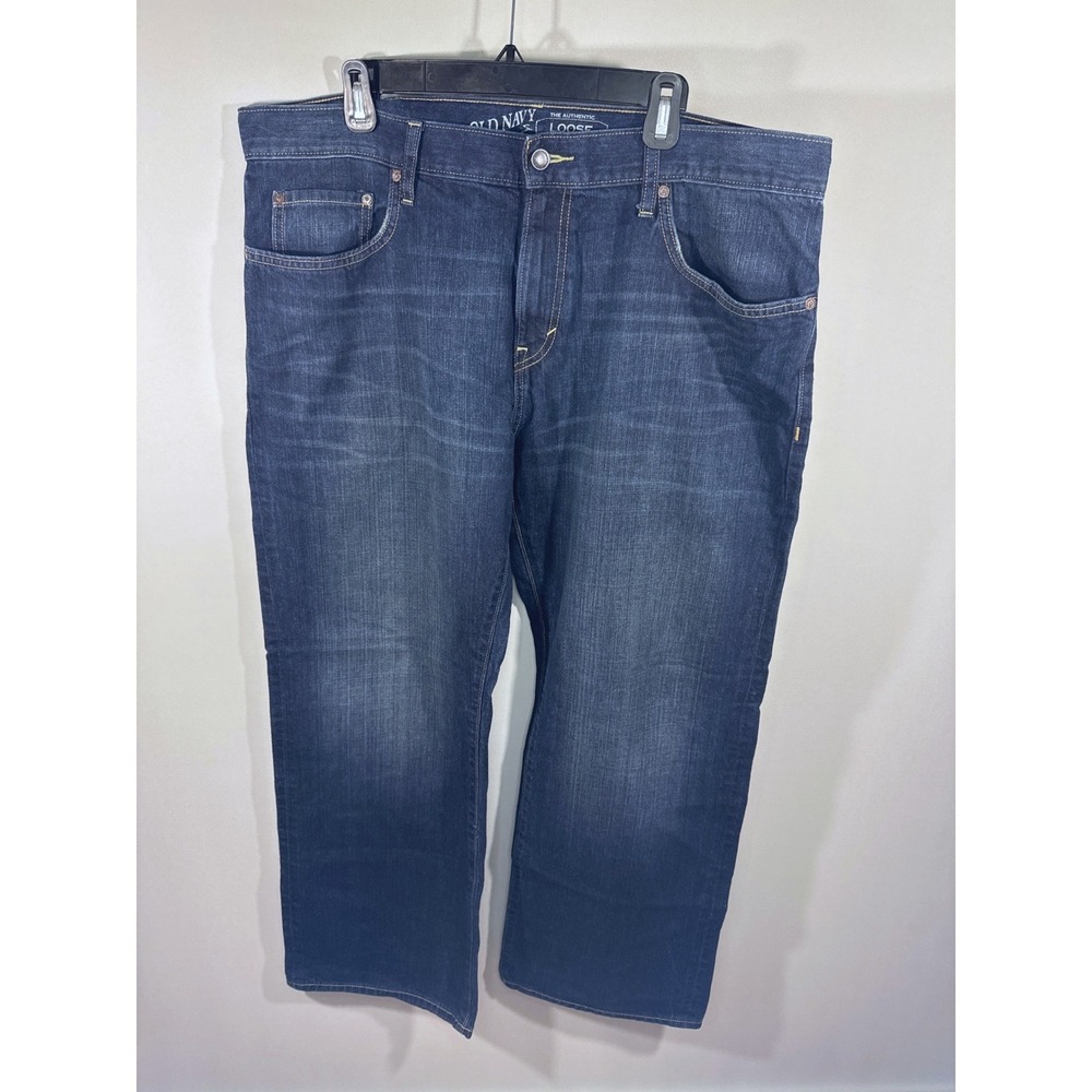 Old Navy Mens Authentic Loose Fit Dark Wash Blue Denim Jeans 38x30‎ Cotton